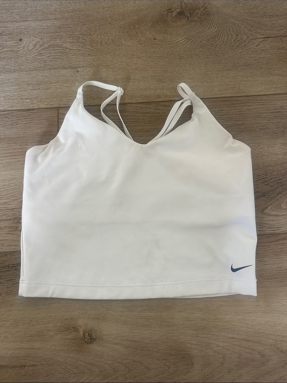 Nike White Double-Strap V-Neck Sports Bra Tank